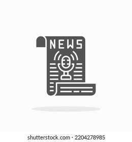 News Podcast glyph icon. Can be used for digital product, presentation, print design and more.