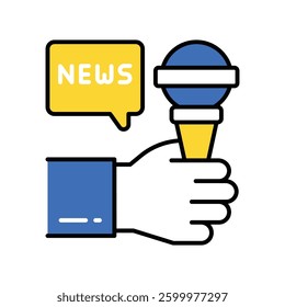 News podcast  vector filled outline icon. EPS 10 file