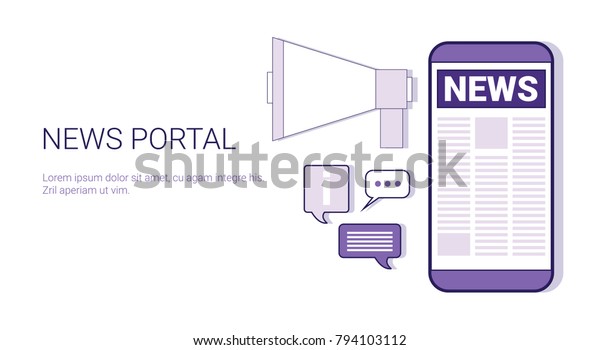News Portal Concept Template Web Banner Stock Vector Royalty Free