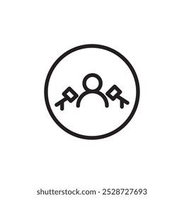 News presenter on TV Show icon Outline vector for web ui