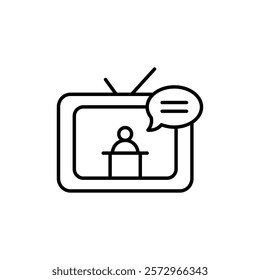 News presenter on TV Show icon simple vector symbol