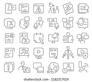 News and press line icons collection. Thin outline icons pack. Vector illustration eps10