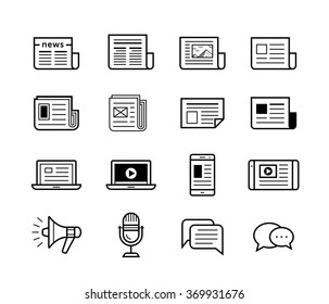 News publish media icons. Newspaper and modern devices and technology. Vector illustration