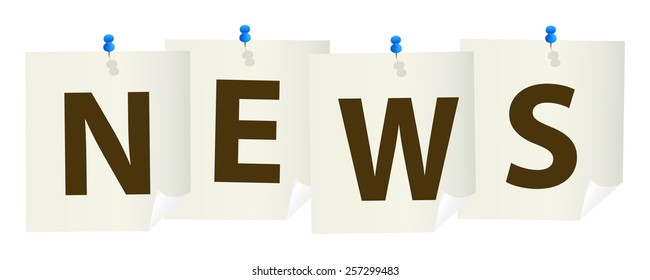 news pushpin sign with blue pushpins