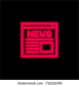 News red glowing neon ui ux icon. Glowing sign logo vector