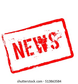 News red rubber stamp isolated on white background. Grunge rectangular seal with text, ink texture and splatter and blots, vector illustration.