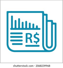 News Related to Brazilian Real Icon. Brazil currency, business, payment and finance element. Can be used for web, mobile, infographic, and print.