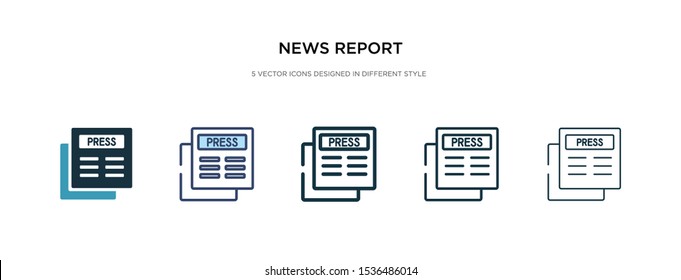 news report icon in different style vector illustration. two colored and black news report vector icons designed in filled, outline, line and stroke style can be used for web, mobile, ui