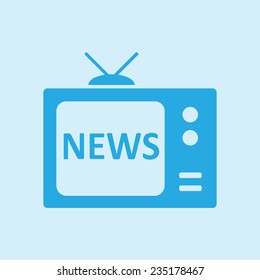 News report on tv. Flat design style. Vector EPS 10. 