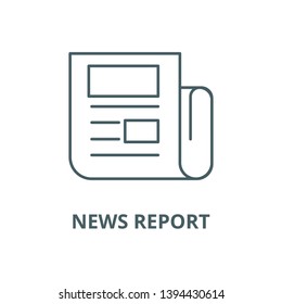 News report vector line icon, linear concept, outline sign, symbol