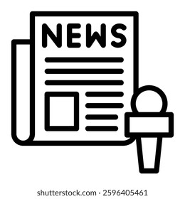 News Report Vector Line Icon Design