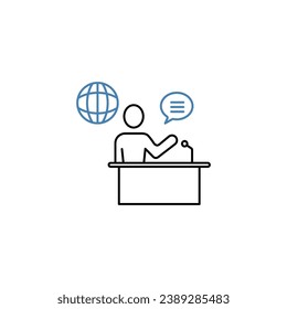 News reporter concept line icon. Simple element illustration. News reporter concept outline symbol design.