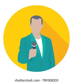 
News Reporter Flat Colored Icon
