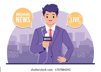 news reporter flat design illustration