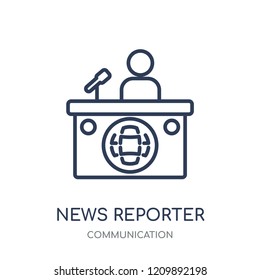 News reporter icon. News reporter linear symbol design from Communication collection. Simple outline element vector illustration on white background.
