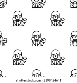 News Reporter Icon Pattern. Seamless News Reporter Pattern On White Background.