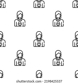 News Reporter Icon Pattern. Seamless News Reporter Pattern On White Background.