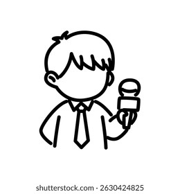 news reporter icon vector, line style icon