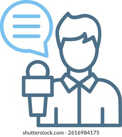 News Reporter Line Two Colour Icon