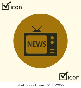 News reporter on tv. Flat design style. Mass media symbol. 