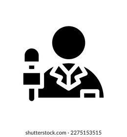 gráfico vectorial de ilustración de icono sólido de reportero de noticias