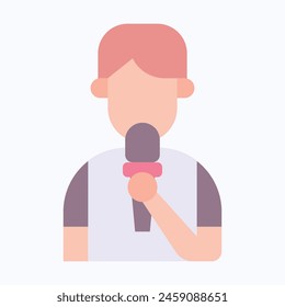 News Reporter Vector Icon, Male News Anchor,
