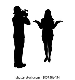 News reporters silhouette vector