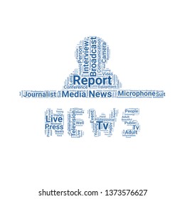 news reporters word cloud. tag cloud about news reporters