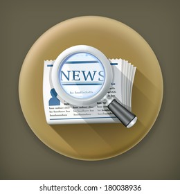 News Search, long shadow vector icon