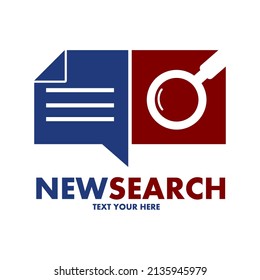 News search vector logo template. This design use chat paper with magnifying glass. Suitable for information