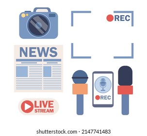 News set icon. Live streaming. Online news. Newsletter and information. Media concept. News article sign. Vector flat illustration