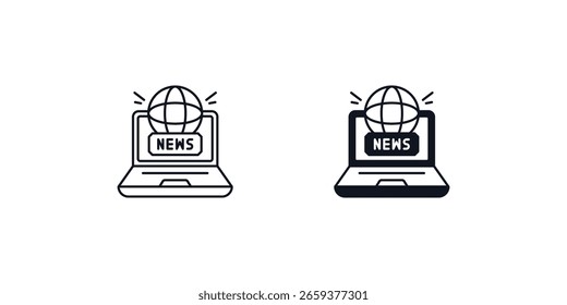 ícone de conjunto de notícias com fundo branco vetor ilustração stock
