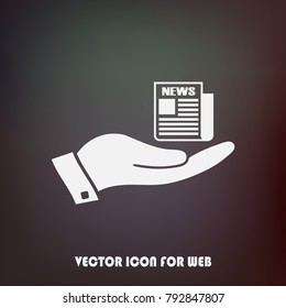news sign vector icon with hand. flat design