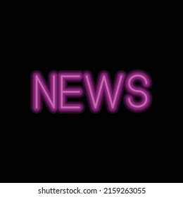 News simple icon vector. Flat design. Purple neon style on black background.ai