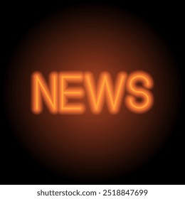 News simple icon vector. Flat design. Orange neon on black background.ai