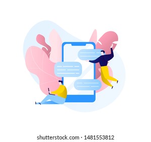 News, social networking, chat, dialogue speech bubbles, websites. Vector illustration, flat style.