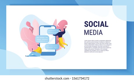 News, social networking, chat, dialogue speech bubbles, websites. Vector illustration, flat style.