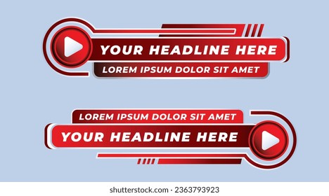 News sport lower third play shape badge abstract red geometric modern banner design