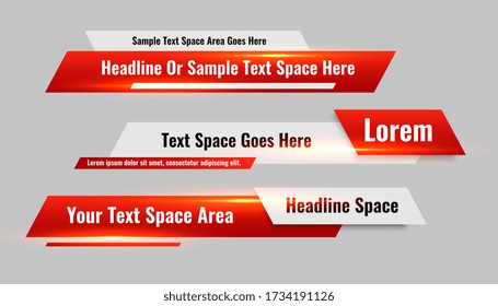 news style lower third red banners set