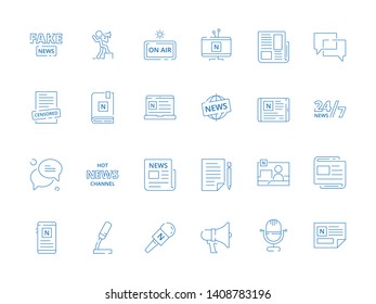 News Symbols. Business Newspaper Online Magazine Various Information Source Announce Vector Icon. Online Information Source Icons Set Illustration