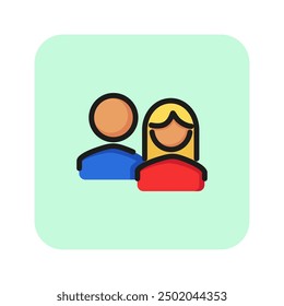News team line icon. News, media, broadcasting. News concept. Vector illustration can be used for topics like news, broadcasting, journalism