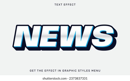 Plantilla de efecto de texto de noticias en diseño 3d