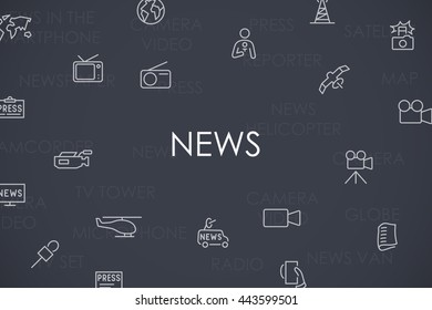 News Thin Line Icons