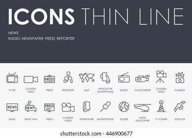 News Thin Line Icons