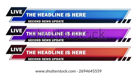 News Ticker or Lower Third Graphic with Text Placeholders for Broadcast or Digital Media