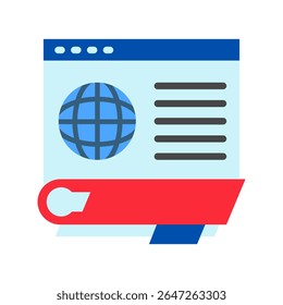 Icono de color plano de la mini ilustración de Noticias Ticker, uso para periodista, transmisión, interfaz de usuario de noticias y medios, kit de UX, desarrollo de App y Web, digital o impreso.