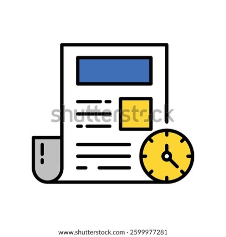 News Time vector filled outline icon. EPS 10 file