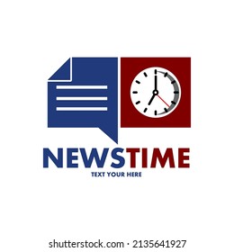 Vorlage für Vektorgrafiken zur Nachrichtenzeit. Dieses Design verwendet das Chat-Symbol für Uhr und Papier. Geeignet für Information, Geschäftswelt