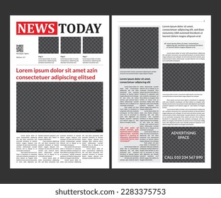 News today newspaper design template. Newspaper in column template.