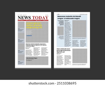 News Today Tabloid Newspaper Template. Layout editorial multiuso com colunas. Ideal para eventos, anúncios ou publicações especiais.